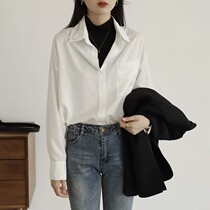 Herben Wind White Shirt Woman High Collar Leave Two Design Sensation Little Crownins Surge 100 Hitch 2021 Spring Long Sleeves Shirt 2