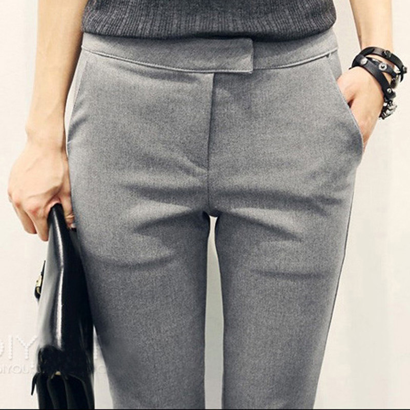 Grey Casual Pants Woman 2021 New Herbenwind High waist Slim Fit Slim 100 Hitch Pants Professional Temperament Workwear Pants