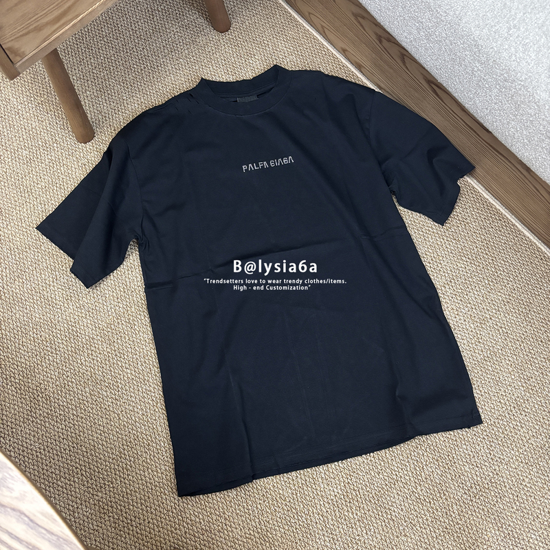 Paris Designer High-End New Style Loose-Fitting T-Shirt with Rhinestone Letters on the Front and Back, Unisex Couple Style, Os Style Short Sleeves