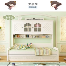 Save space Princess bed High box bed Solid wood wardrobe bed Childrens bed Multi-function drawer bed Small apartment boy one