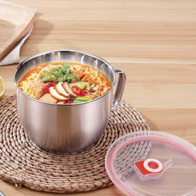 Stainless Steel Bubbling Noodles Bowl With Lid Soup Noodle Bowl Students Lunchbox Canteen Bowl rice bowls Snack Food foam noodles Cup with chopstick spoon