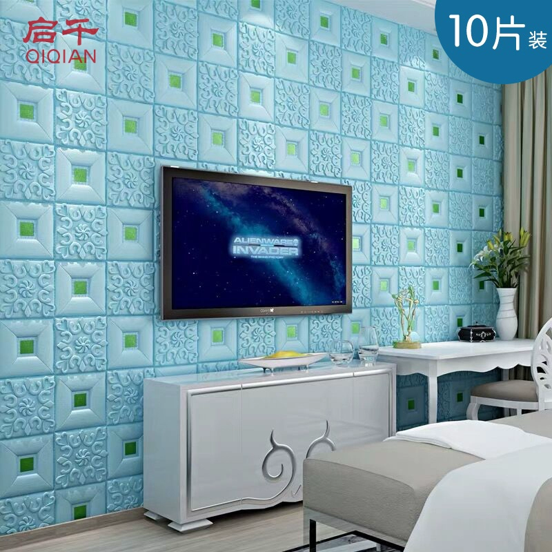 3d dán tường stereo không thấm nước tự dính hình nền TV tường trần gói mềm bọt hình nền phòng khách dán trang trí - TV