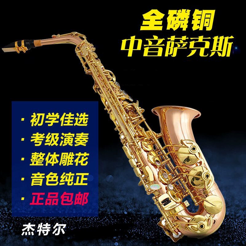 Nhạc cụ Saxophone đồng Phosphorous Jeter Chính hãng Alto Saxophone / Tube dành cho người lớn mới bắt đầu - Nhạc cụ phương Tây