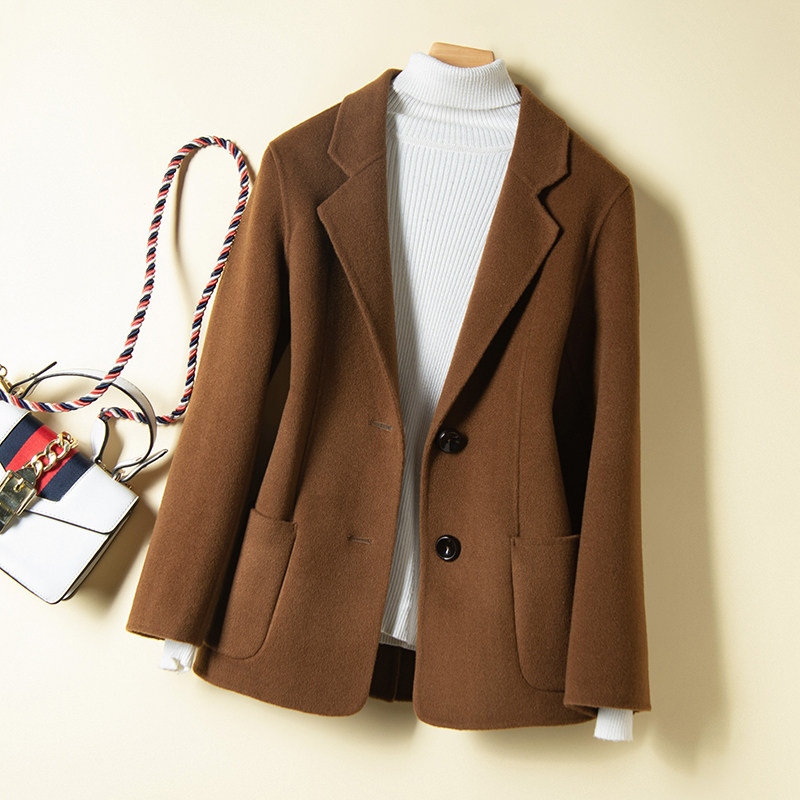 Double-sided cashmere short female suit high-end fur coat wool professional double face, suit 2021 autumn and winter