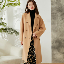 Double face cashmere big coat woman long style 2021 autumn and winter commuter easy mountain cashmere wool coat camel color 101801