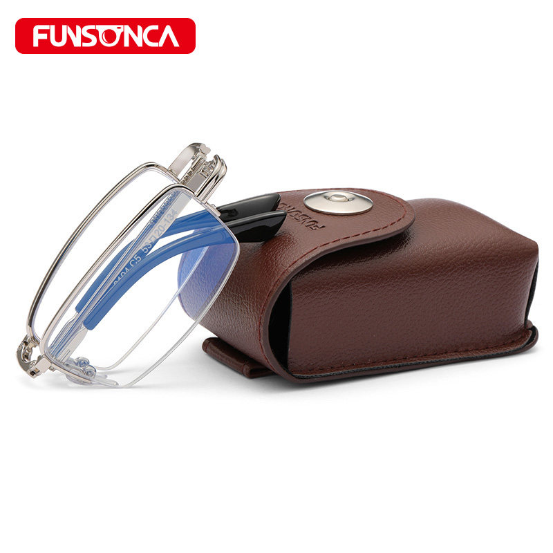 Folding presbyopic glasses anti-blue light far and near dual-use middle-aged and elderly glasses men and women fashion anti-fatigue anti-radiation light wear