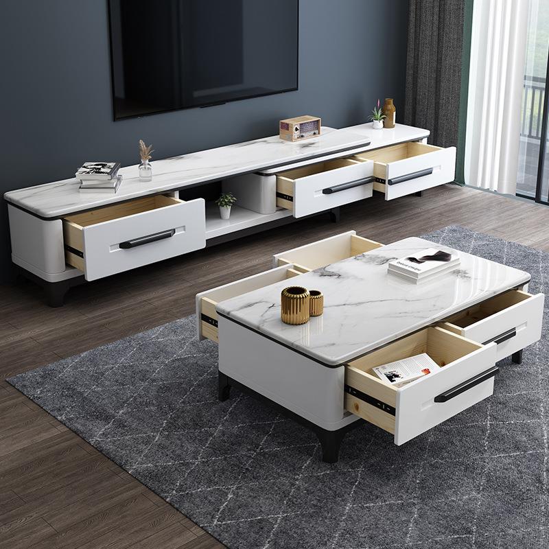 Rock plate plate tea table TV cabinet Composition Nordic modern small family style minimalist tea table containing living room furniture