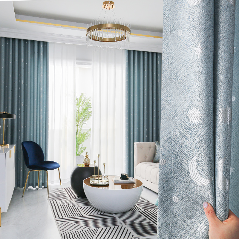Curtain cloth 2021 new bedroom living room Nordic minimal modern popular shade insulation full covering window girl