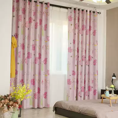 2021 summer new minimalist style children's bedroom living room bay window floor-to-ceiling window shading heat insulation sunscreen finished curtains