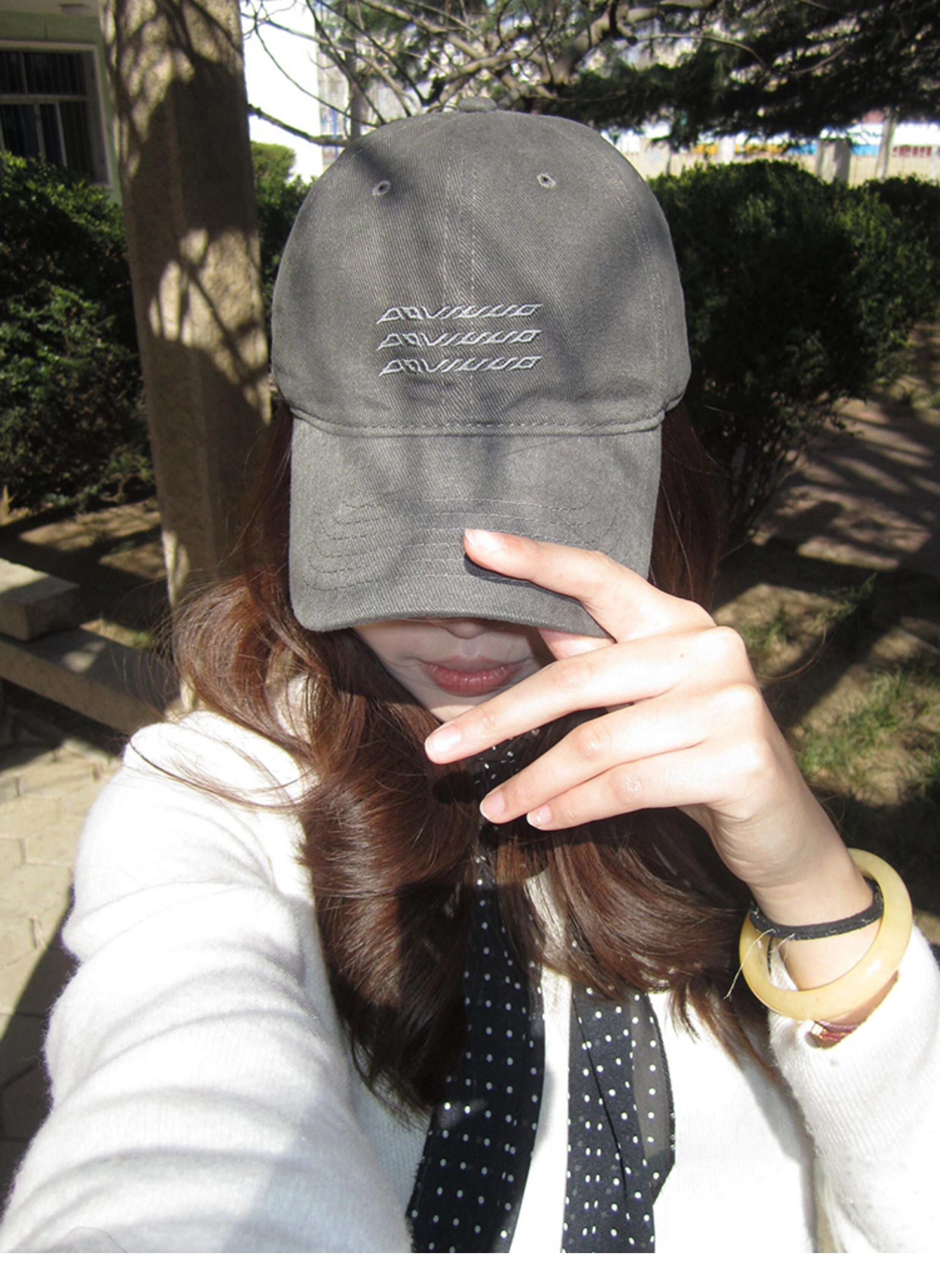 Grey Baseball Hat Women's 2025 New Wide Brim Versatile Retro Embroidery_voghion.com