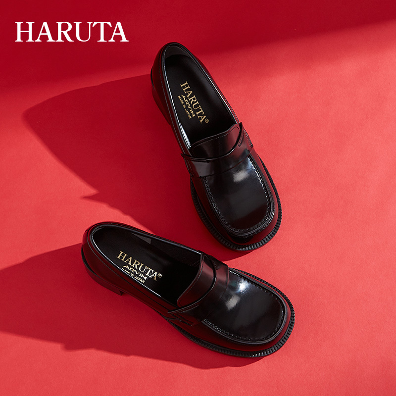 Haruta4710 British-Style Women's Leather Shoes with Chunky Heels, Round-Toe Loafers, Mid-Heel Casual Versatile Jk Uniform Shoes Haruta4710 British-Style Women's Leather Shoes with Chunky Heels, Round-Toe Loafers, Mid-Heel Casual Versatile Jk Uniform Shoes