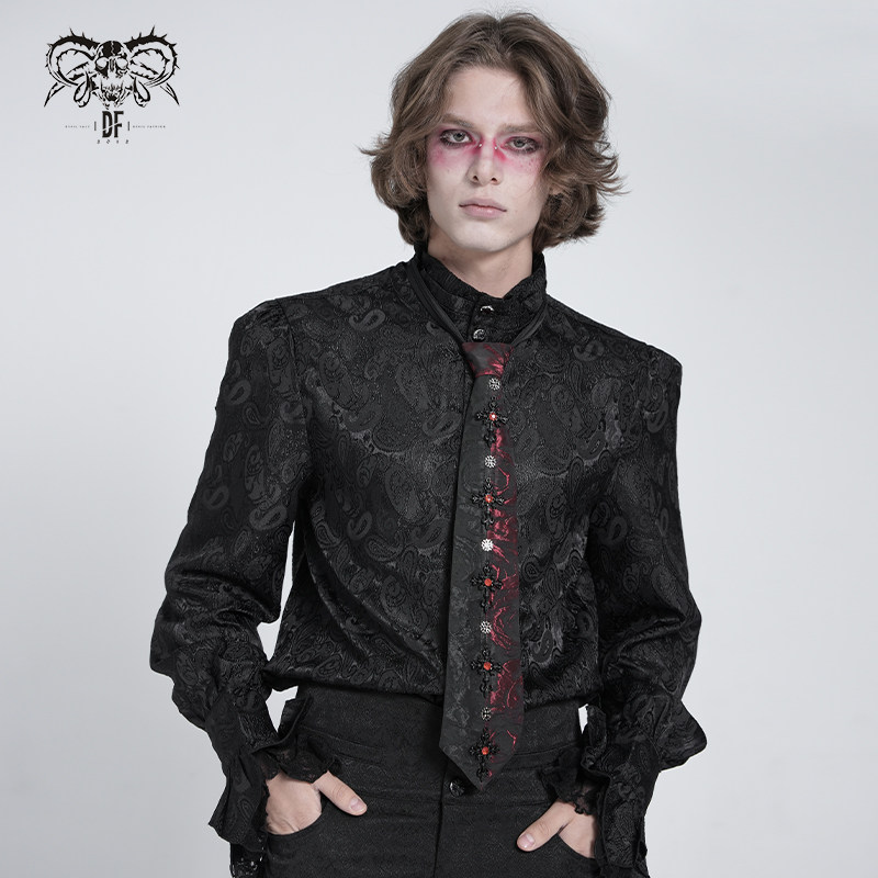 Devil Fashion, a gothic and dark men's clothing line featuring color-blocked jacquard patterns and an unmatchable retro tie AS213.