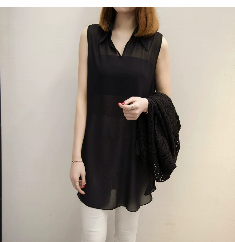 Đầm ren nữ tay dài 2018 xuân mới dành cho nữ size lớn áo voan dài áo hai dây