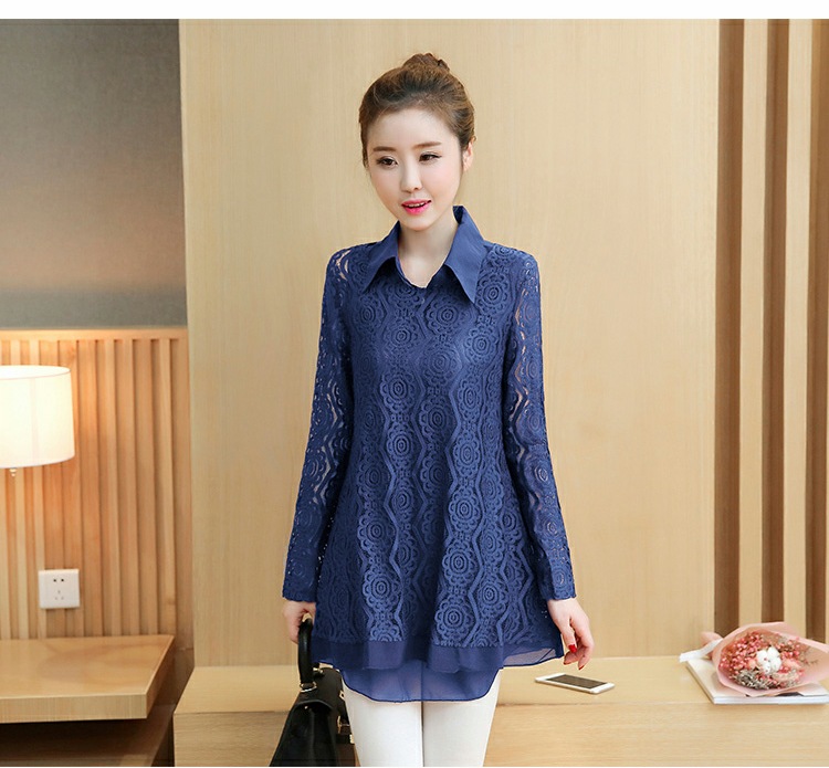 Xuân 2018 phiên bản Hàn Quốc mới của áo sơ mi nữ rộng kích thước rộng tay dài sơ mi voan