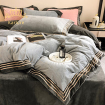 KARLURE thickened double-sided coral suede four pieces of warm milk suede Leland velvet bed linen bedding
