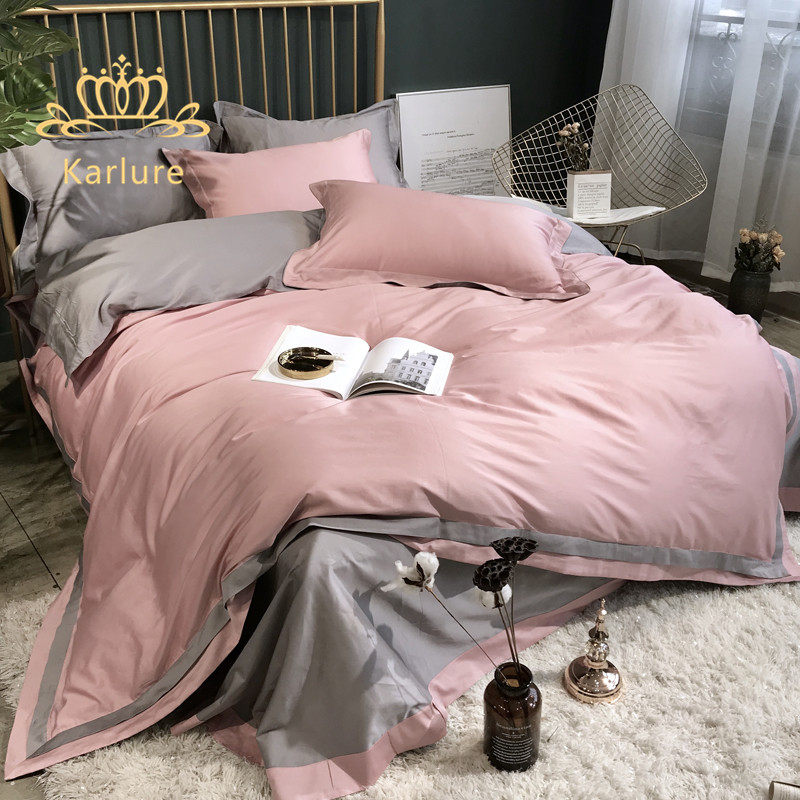 KARLURE pure color Xinjiang long suede cotton gon satin full cotton four sets of light lavish wind cover bed linen bed linen