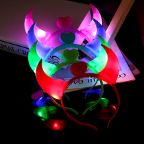 Luminous Head Decoration Boy Props Tennis Red Night Light Concert Demon Horn Night Light Male Girl Hair Hoop Childrens Toys