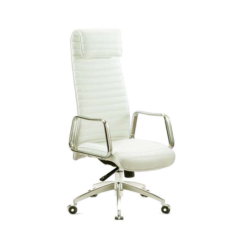 White fashion boss chair Leather ergonomic live anchor light luxury chair Net Red office chair comfortable and sedentary