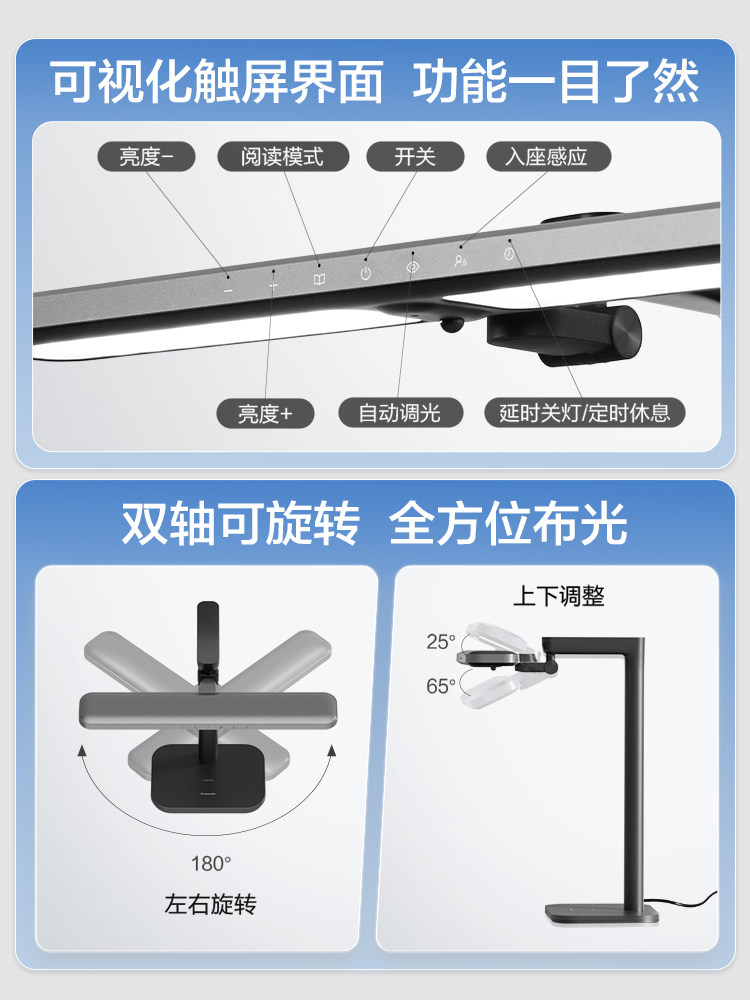 Panasonic Full-Spectrum Desk Lamp for Eye Protection, Dedicated for Students and Children to Read and Write, Desk Lamp for Dormitory Bedside 2025