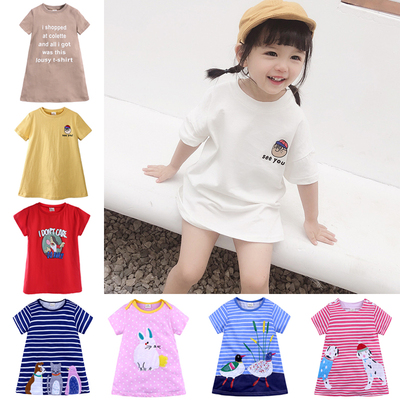 taobao agent Short sleeve T-shirt girl's, T-shirt dress, summer skirt, summer clothing, long long-sleeve, for girls, western style, mid-length