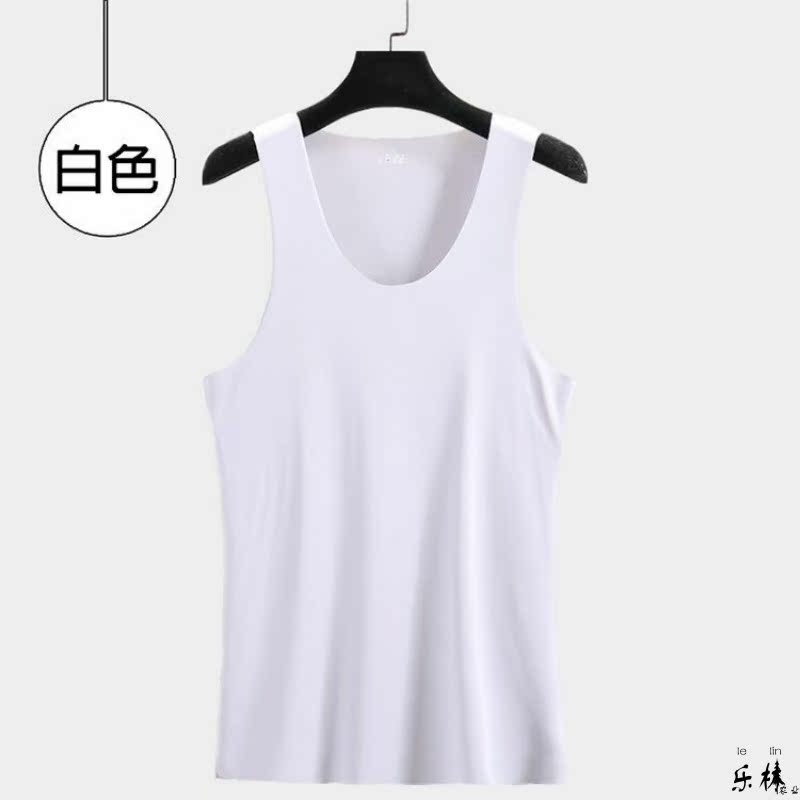 .Spring và mùa hè mens đánh dấu vest băng mỏng lụa quanh cổ áo rộng gánh vác tay đàn hồi nhanh khô mồ hôi hấp thụ tuổi trẻ bottomshirt.