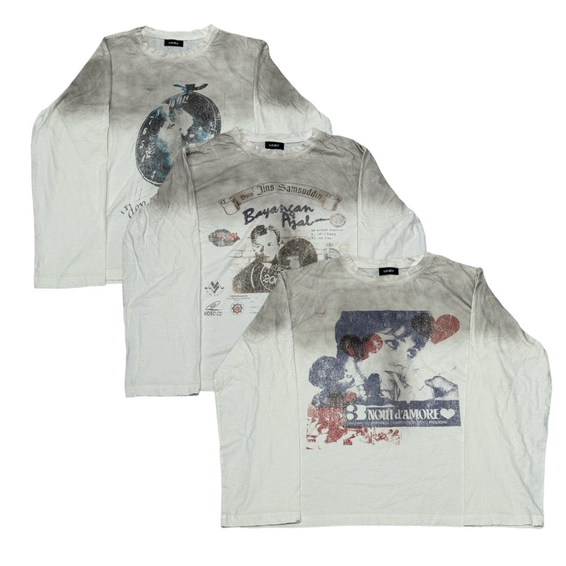 Heavenknows New Vintage180G White Distressed Light-Weight Long Sleeve Heavenknows New Vintage180G White Distressed Light-Weight Long Sleeve