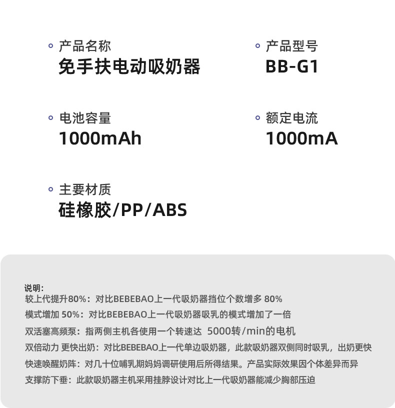 bebebao比比暴免手扶双边电动吸奶器全自动单边便携挤集奶器挂脖 — 26