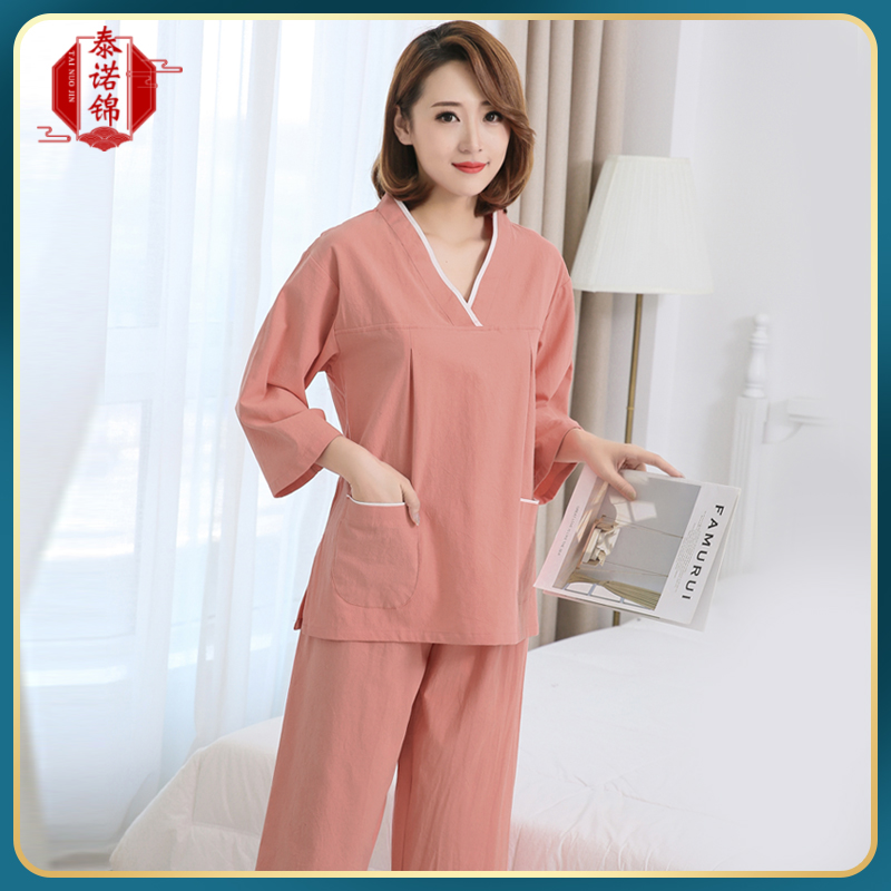 Taynogin pure cotton sweat steamed clothes with large size and fat Han steamed women's clothes All cotton upscale sauna beauty extraction ear bath clothes