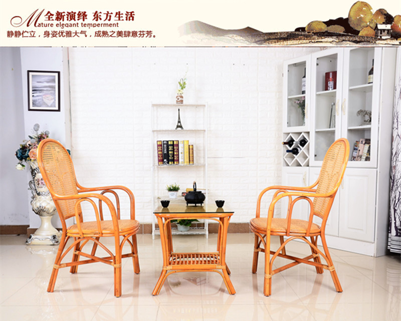 Ghế mây thật cao lưng ghế ba mảnh phòng ăn ghế ăn năm mảnh đồ gỗ ngoài trời handmade ghế ăn mây bàn cà phê - Bàn ghế ngoài trời / sân bàn ghế cafe ngoài trời