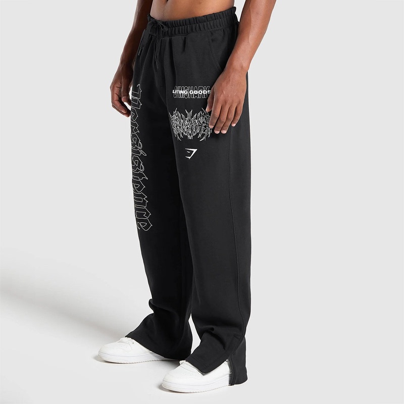 Gymshark American-Style Loose Trendy Printed Long Pants Unisex Running Training Straight-Leg Sweatpants Basketball Pants