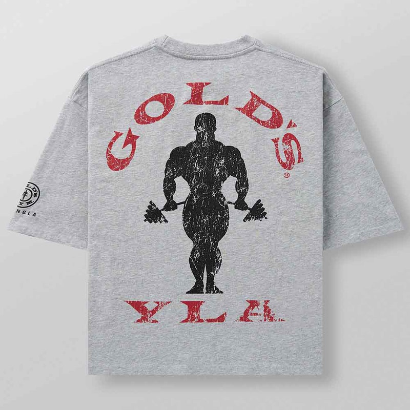 Golds Co-Branded Yla All-Cotton T-Shirt with Trendy Large Print, Fashionable Loose-Fitting Five-Quarter Sleeve Physical Training Fitness Top Golds Co-Branded Yla All-Cotton T-Shirt with Trendy Large Print, Fashionable Loose-Fitting Five-Quarter Sleeve Physical Training Fitness Top