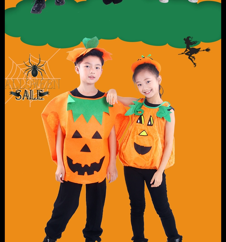 Ngày Halloween người lớn và trẻ em quần áo bí ngô dễ thương cos đạo cụ mẫu giáo trang phục cha mẹ-con biểu diễn trang phục