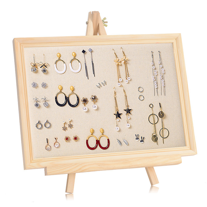 Solid wood frame plate hanging wall earrings household jewelry rack ear accessories decorative necklace decorative frame