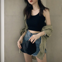 Camel vest female base 2020 New navel coat ice silk black small sling inside vest women wear tide