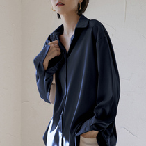 Silk shirt female design sense niche wear wild silk Mulberry silk long sleeve satin cold wind thin shirt