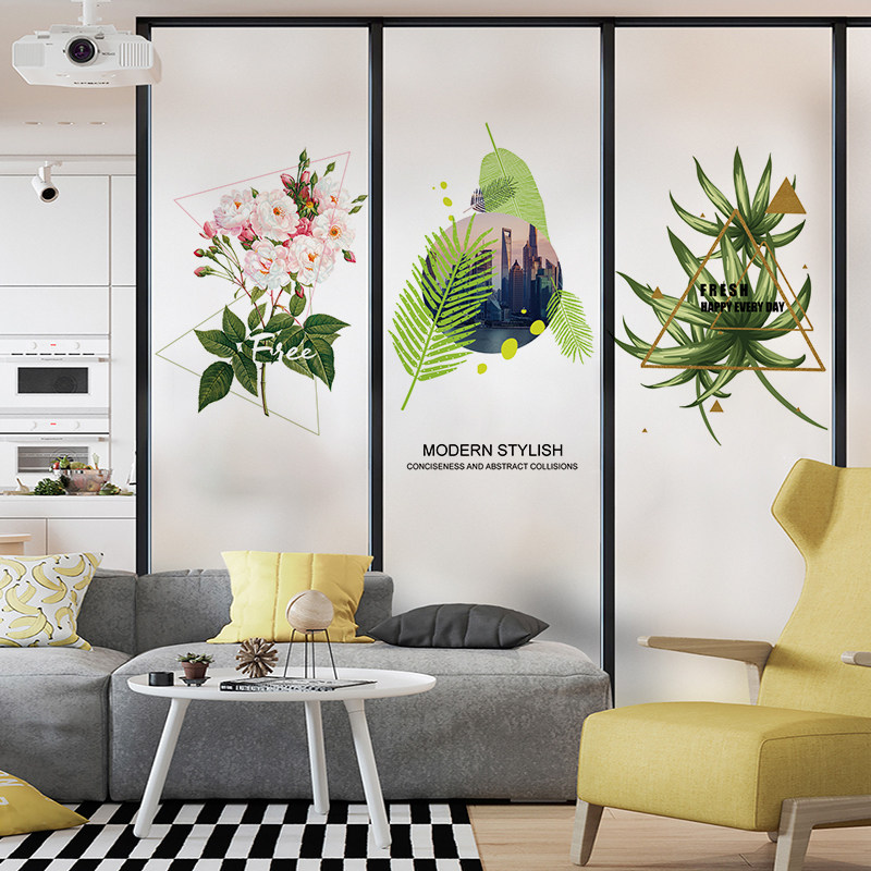 Custom Frosted Glass Stickers Windows Makeup Room Anti-Light Opaque Shading Sunscreen Kitchen Cartoon Cute
