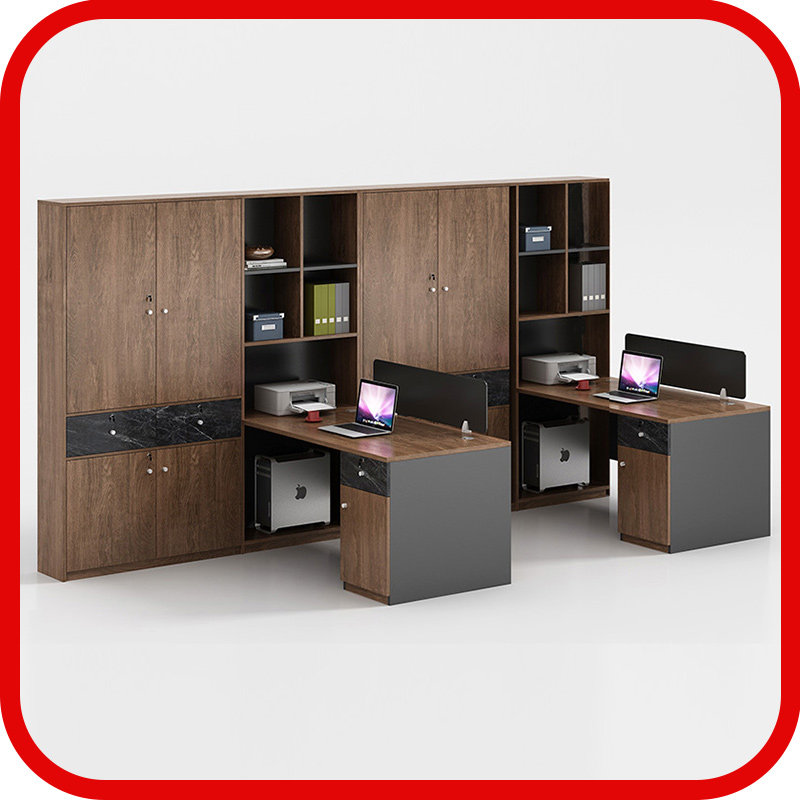 Staff Finance desk and chair 2 person double seat minimal modern screen office combination staff table