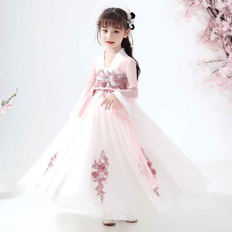 Chinese Wind Girl Hanfu Superfairy Girl Little Girl Dont Ziplethora Dress Child Gooey Dress Children Ancient Dress Clothes Autumn Clothes