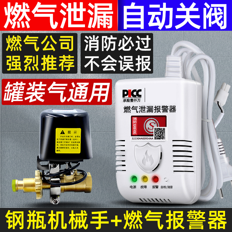 Gas leak alarm kitchen natural gas liquefied gas gas solenoid shut-off valve automatic gas fire certification