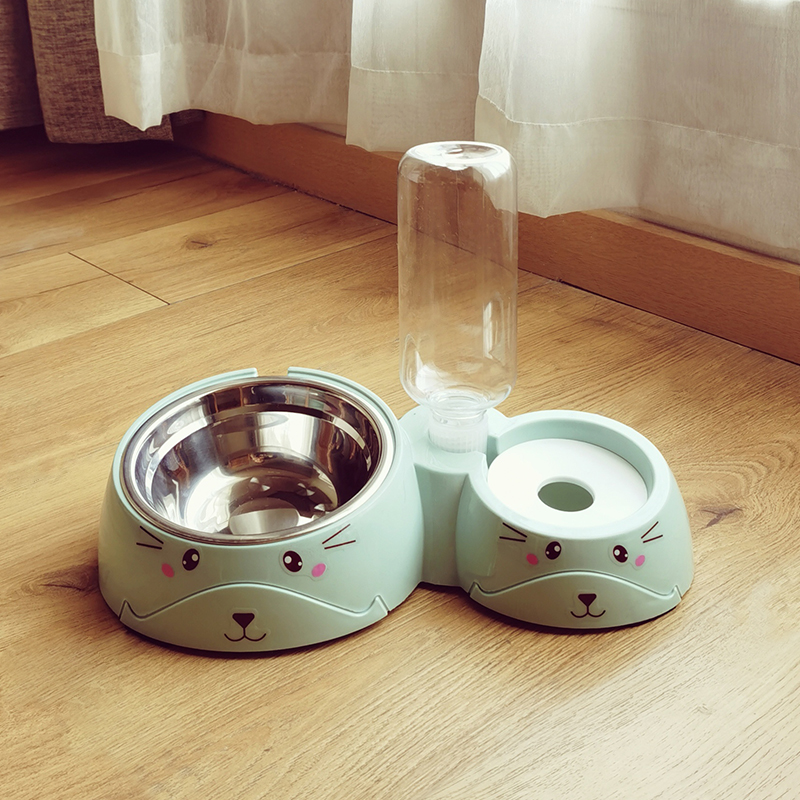 Cat Bowl Dog Bowl Pet double bowl Automatic drinking water stainless steel bowl to protect cervical spine Anti-turning small dog cat dog food basin-Taobao