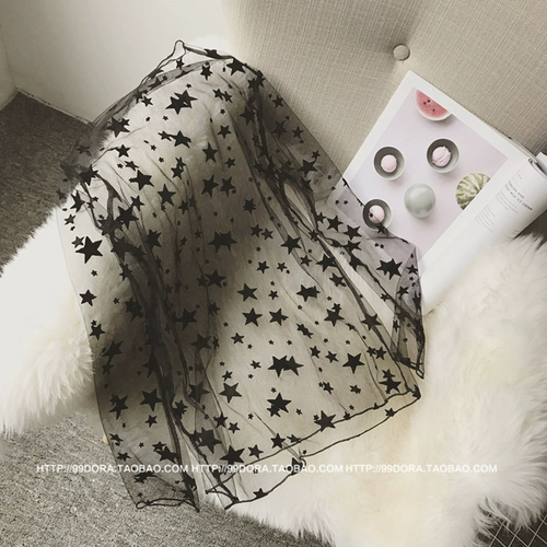 Женская полуводолазка с принтом и длинными рукавами, прозрачный сетчатый низ, черная кружевная накидка. Один размер подходит всем Женская полуводолазка с принтом, другие 100% материалы