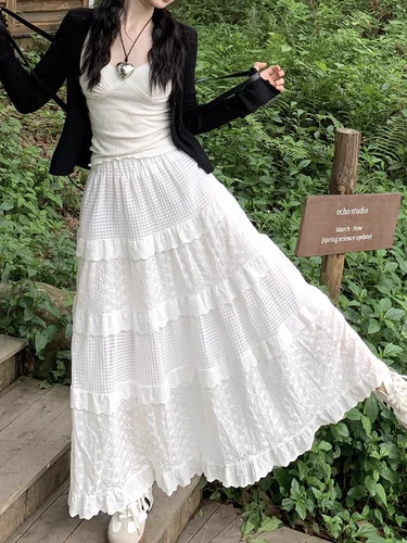 Белая летняя длинная юбка, 2024 года, А-силуэт