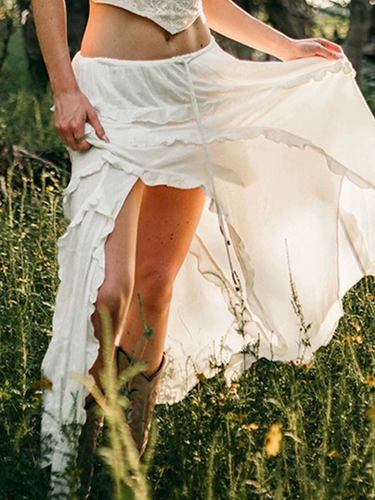 Юбка, стиль бохо, высокая талия