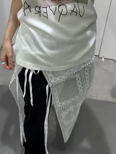 Ретро белый кружевной дизайнерский ремень, фартук, юбка, французский ретро стиль