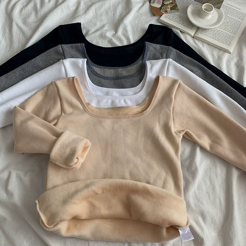 Цветное утепленное базовое приятное телу термобелье, демисезонный лонгслив, футболка, в западном стиле