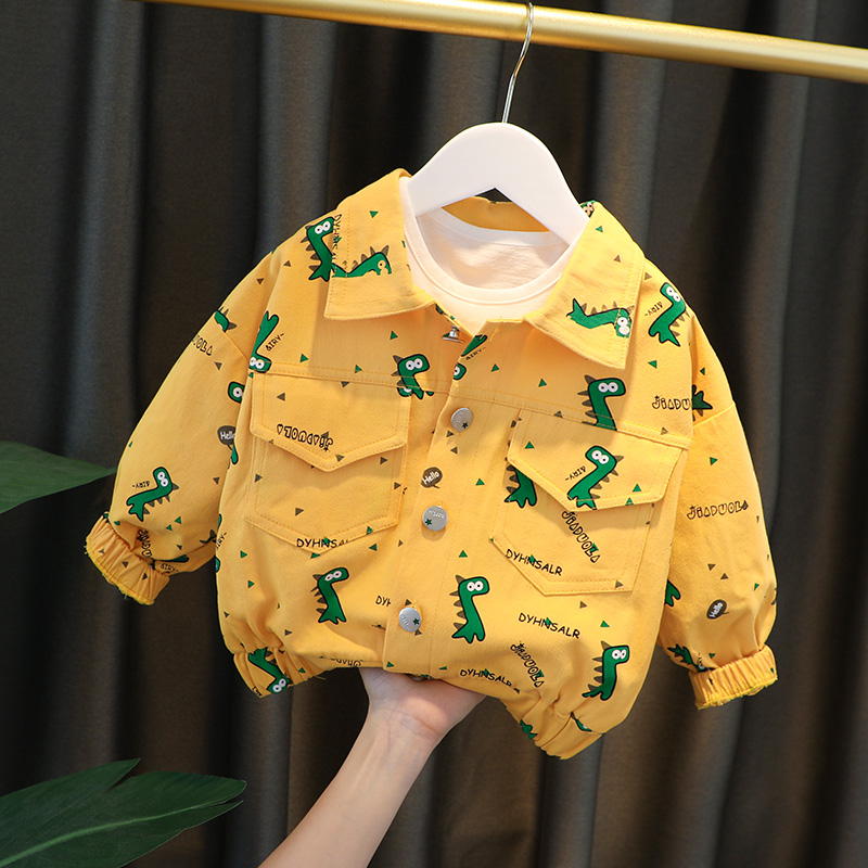 Boys jacket spring and autumn baby denim trench coat thin 2022 new Western style children's autumn trendy baby jacket