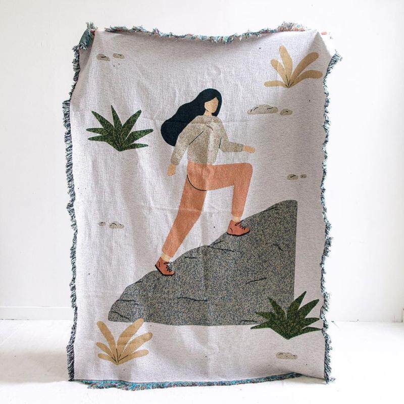 Dongbai Original INS Wind Tapestry Blanket Decoration Blanket Blanket Blanket Cotton Thread Weave Thickened Sofa Towel Sunshine Girl 