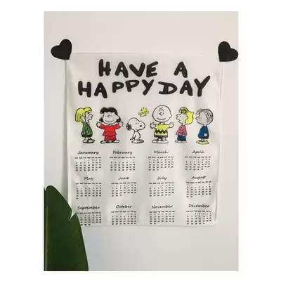 Dongbai Nordic ins Wind 2021 calendar hanging cloth Snoopy simple fabric wall decoration background cloth