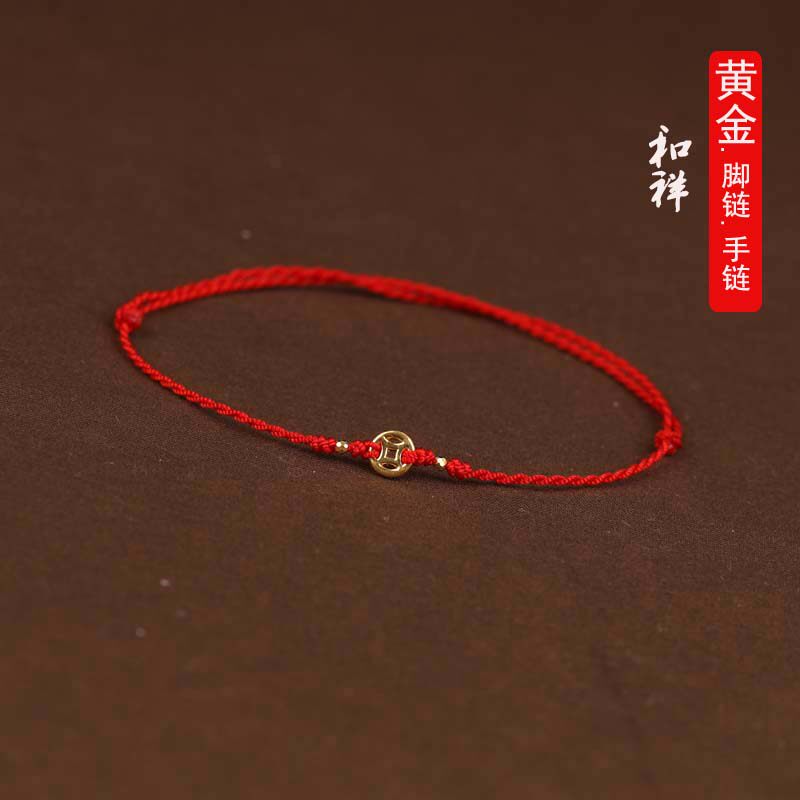 999 foot gold coin red rope hand condensed gold transfer bead red rope braided male and female lucky hand rope foot rope