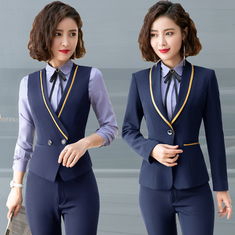 Hotel front desk cashier career vest suit female autumn winter bar KTV Hotel dining waiter work suit